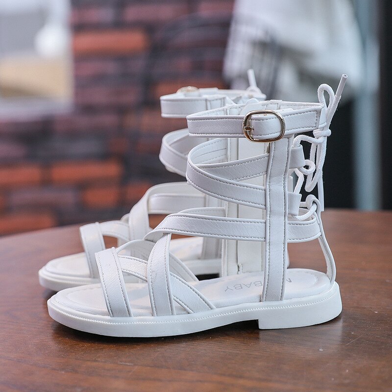 Glee Toddlers Girls Sandals Children High Top Gladiator Sandals Kids Beach Shoes Chic Princess Classic Zipper Kids Summer Shoes 2023