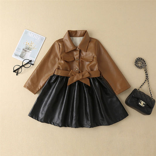 Evelina Girl PU leather dress