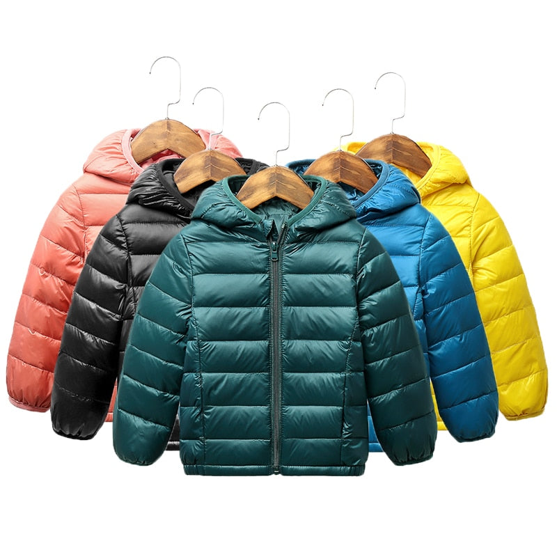 Juno Children Winter Jacket Ultra Light Down Baby Girls Jackets Kids Hooded Outerwear Boys Snowsuit Coat Children Clothing 2-8 Years