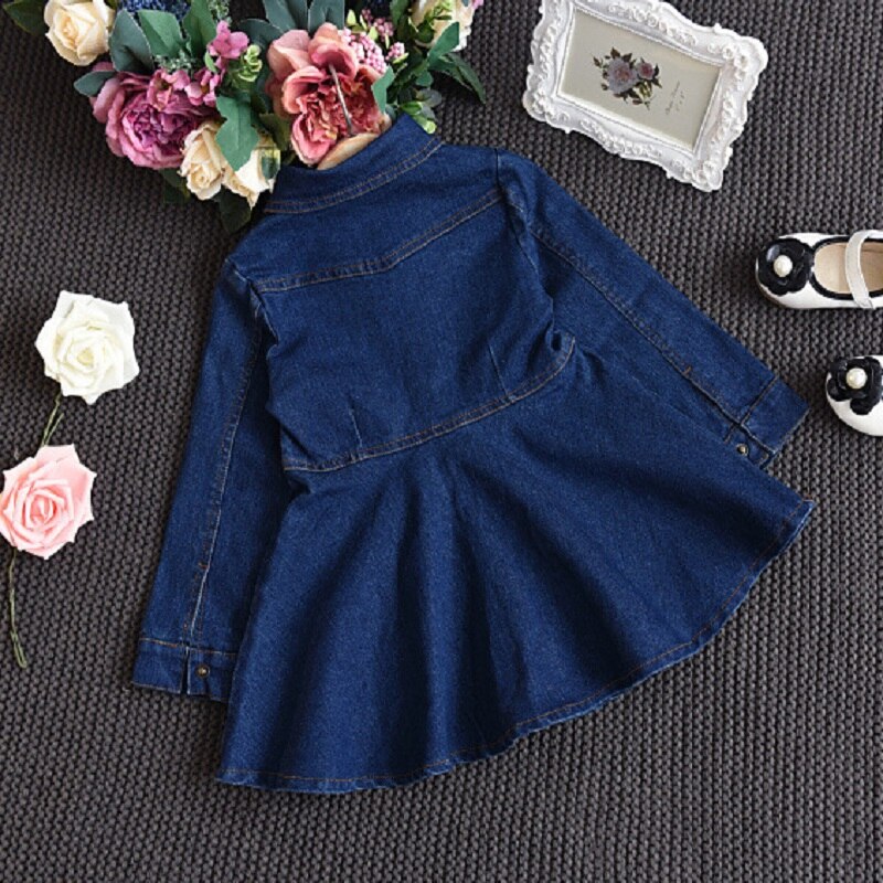 Dionne girls Long Sleeve Denim dress with button front detail