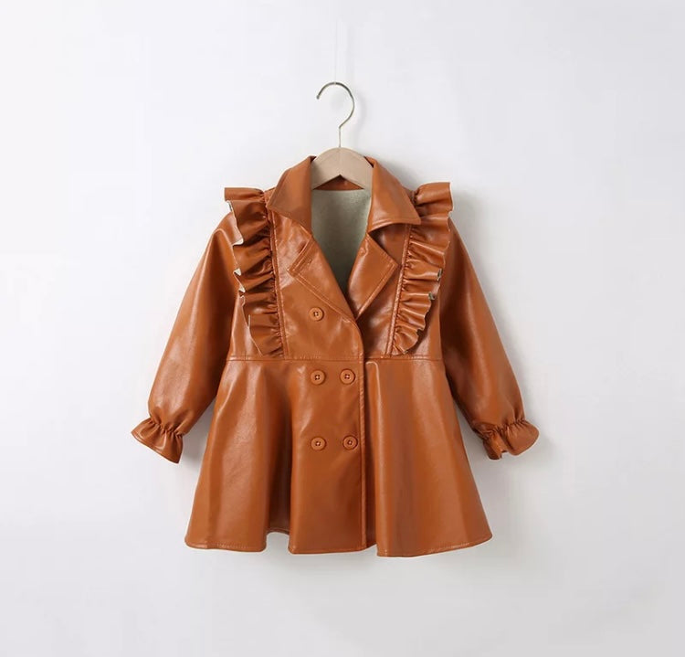 Freda leather frill jacket.