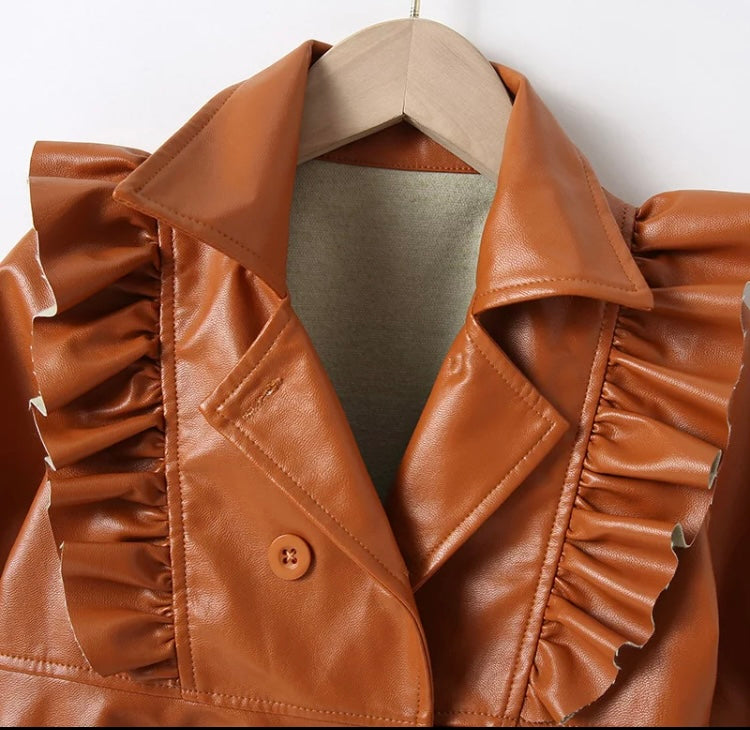 Freda leather frill jacket.